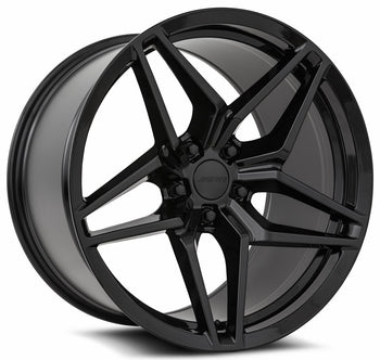 Staggered full Set - 19x10 MRR M755 Corvette ZR1 Replica Wheels Gloss Black 20x12 MRR M755 Corvette ZR1 Replica Wheels Gloss Black