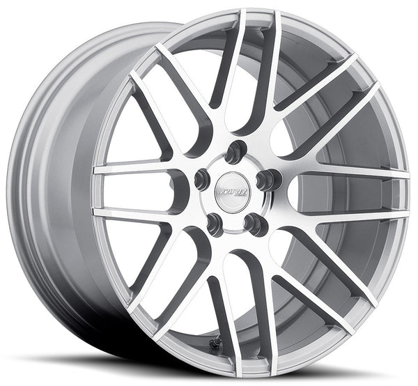 Staggered full Set - (2) 19x8.5 MRR Ground Force GF07 Silver Machined (2) 19x10.5 MRR Ground Force GF07 Silver Machined