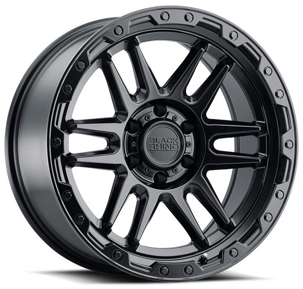 18x9 Black Rhino Apache Matte Black w/ Black Bolts