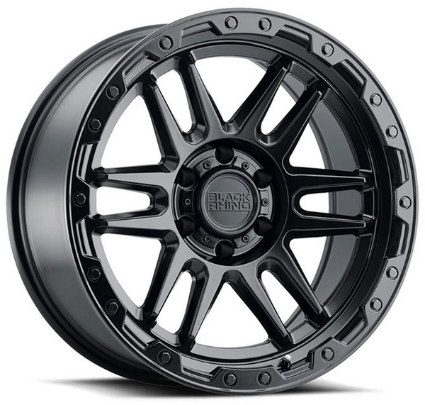 17x8.5 Black Rhino Apache Matte Black w/ Black Bolts