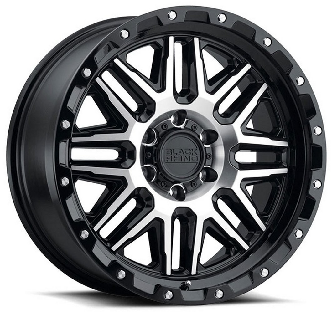 18x9 Black Rhino Alamo Gloss Black w/ Machined Face & Stainless Bolts