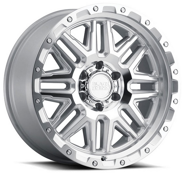 17x9 Black Rhino Alamo Silver w/ Mirror Face & Stainless Bolts