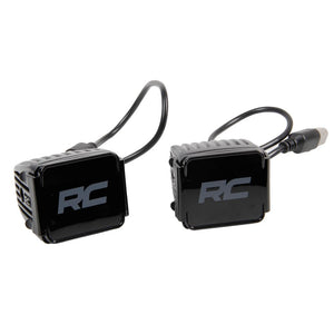 Rough Country Cree LED Light 2" Square Black Series With Amber Daytime Running Lights Pair