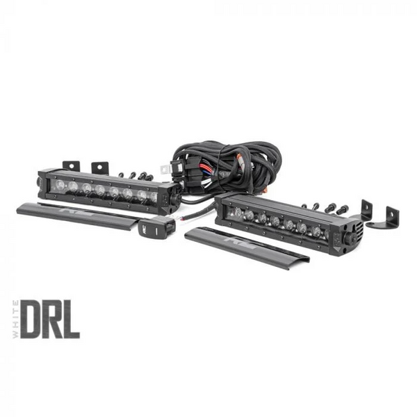 Rough Country Eight Inch LED Light Bar Black Series With Cool White DRL Pair Universal