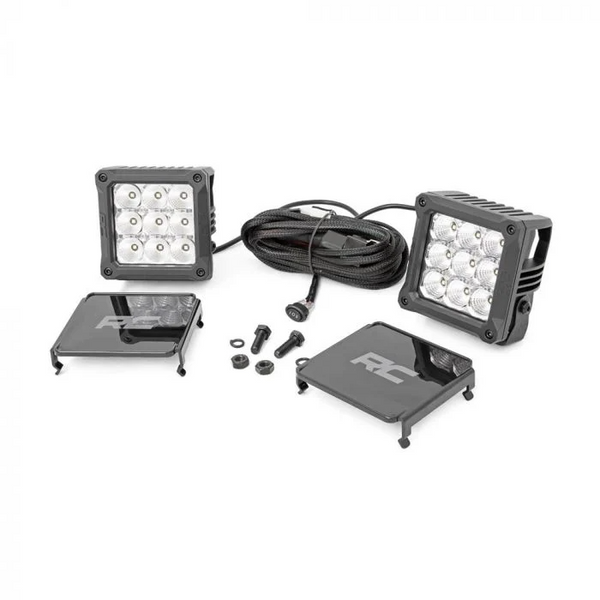 Rough Country Four Inch LED Cube Chrome Series White DRL Lights Pair Universal