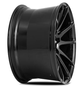 Staggered full Set - (2) 19x9.5 Savini Black Di Forza BM12 Gloss Black (Concave) (2) 19x10.5 Savini Black Di Forza BM12 Gloss Black (Concave)