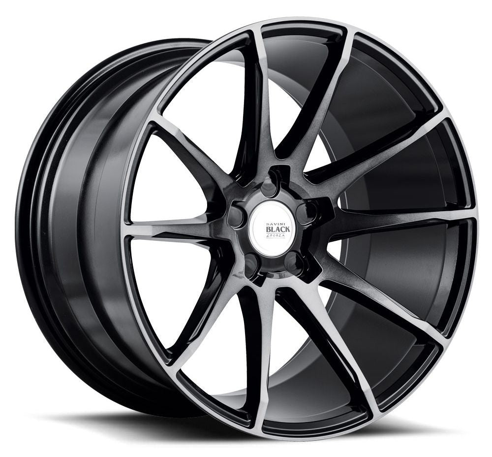 22x9 Savini Black Di Forza BM12 Gloss Black w/ Double Dark Tint Face (Concave)