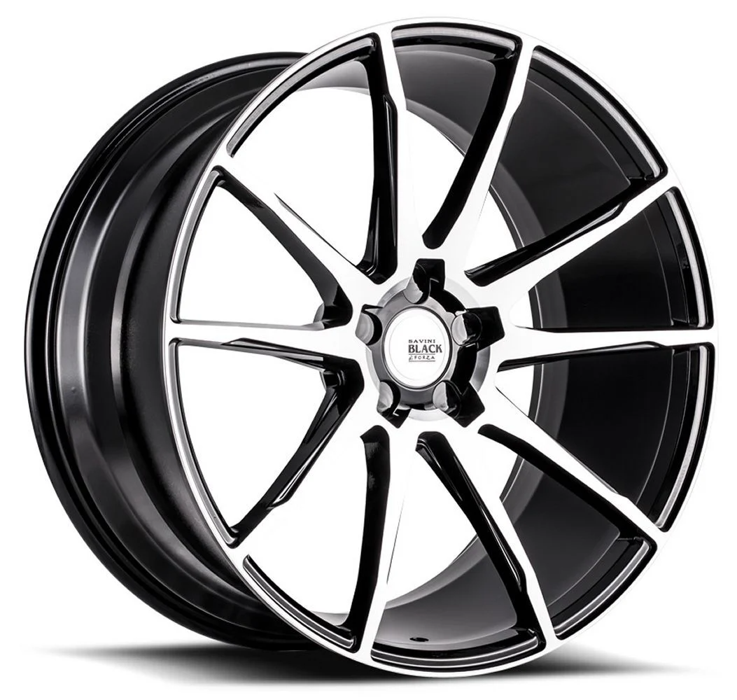 20x8.5 Savini Black Di Forza BM12 Gloss Black w/ Machined Face