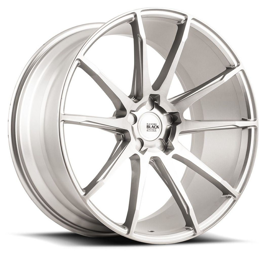 22x9 Savini Black Di Forza BM12 Brushed Silver (Concave)