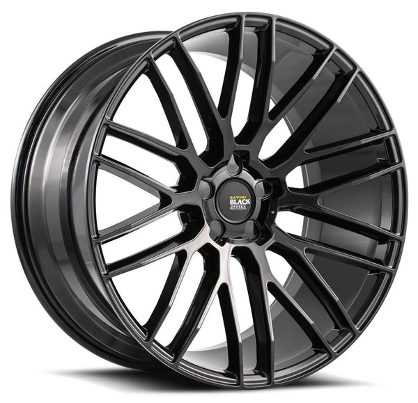 Staggered full Set - (2) 22x9 Savini Black Di Forza BM13 All Gloss Black (Concave) (2) 22x10.5 Savini Black Di Forza BM13 All Gloss Black (Concave)