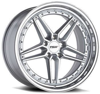 Staggered full Set - (2) 20x9 TSW Ascari Silver w/ Mirror Cut Face & Lip (2) 20x10.5 TSW Ascari Silver w/ Mirror Cut Face & Lip