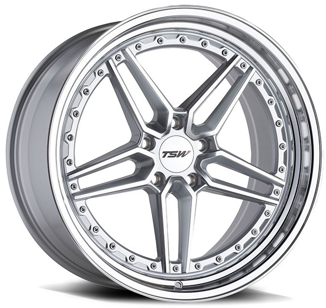 20x9 TSW Ascari Silver w/ Mirror Cut Face & Lip