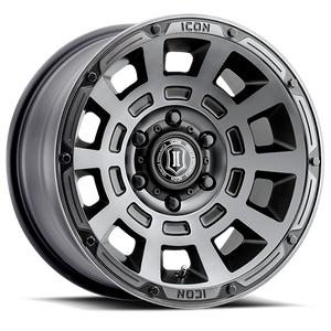 17x8.5 ICON Alloy Thrust Smoke Satin Black Tint