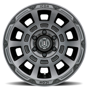 17x8.5 ICON Alloy Thrust Smoke Satin Black Tint