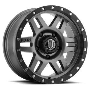 17x8.5 ICON Alloy Six Speed Gunmetal w/ Black Ring