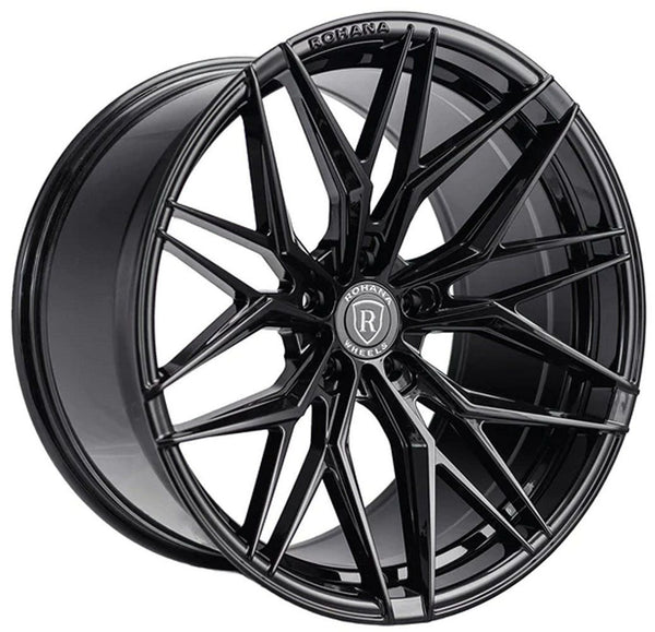 Square Full Set - 21x11.5 Rohana RFX17 Gloss Black (Cross Forged) (Deep Concave) 5x112 25mm (4)