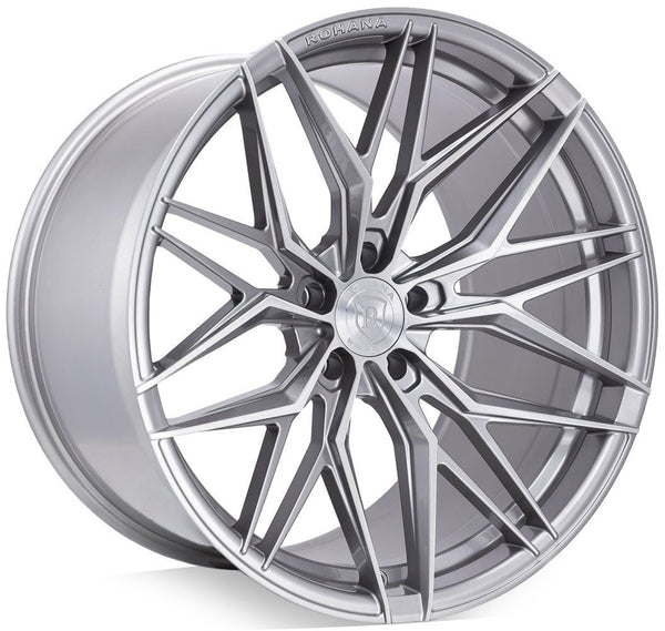 Square Full Set - 21x11.5 Rohana RFX17 Brushed Titanium (Cross Forged) (Deep Concave) 5x120 20mm (4)