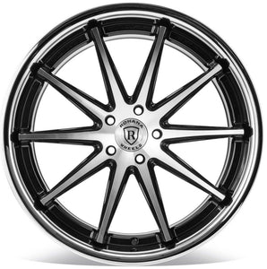 22x9 Rohana RFC10 Gloss Black Machined w/ Chrome Stainless Steel Lip (Flow Formed) 5x115 13mm