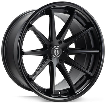 Staggered Full Set - 19x9.5 Rohana RFC10 Matte Black w/ Gloss Black Lip (Flow Formed) (Mid Concave) 5x4.5/114.3 40mm (2) | 20x9 Rohana RFC10 Matte Black w/ Gloss Black Lip (Flow Formed) 5x4.5/114.3 15mm (2)