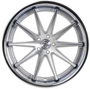 Square Full Set - 22x10.5 Rohana RFC10 Silver Machined w/ Chrome Stainless Steel Lip (Mid Concave) (Flow Formed) 5x4.25/108 42mm (4)