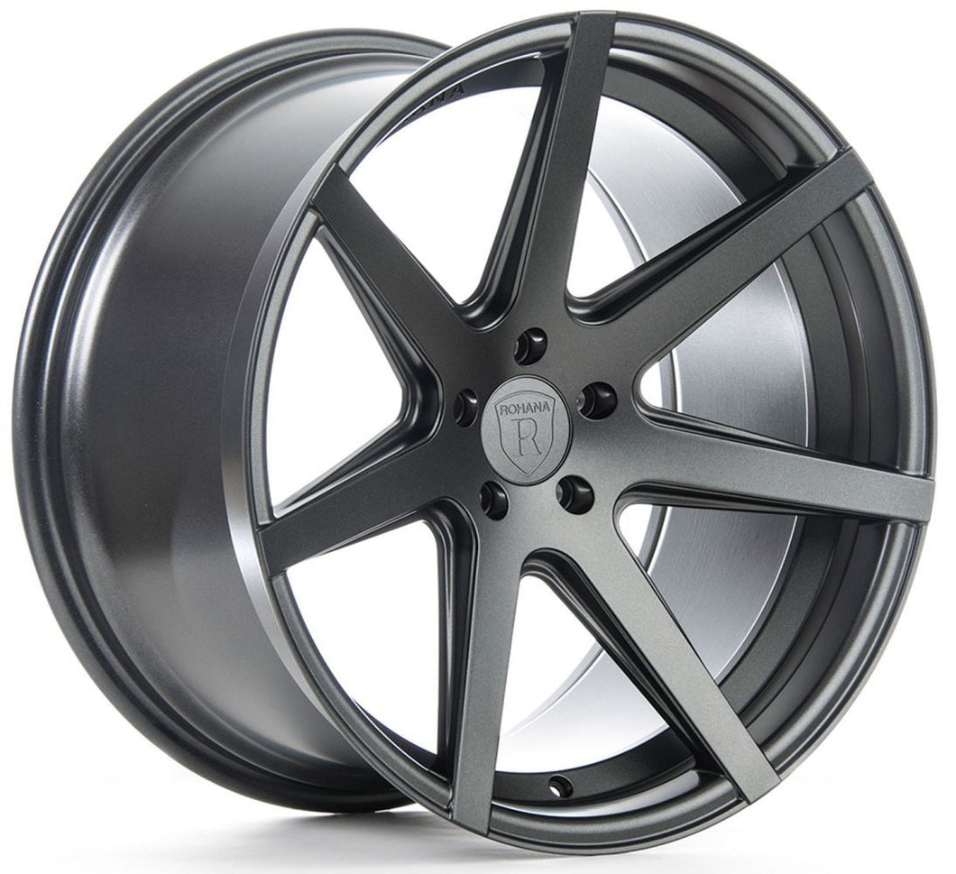Staggered Full Set - 20x9 Rohana RC7 Matte Graphite 5x112 25mm (2) | 20x11 Rohana RC7 Matte Graphite 5x112 28mm (2)
