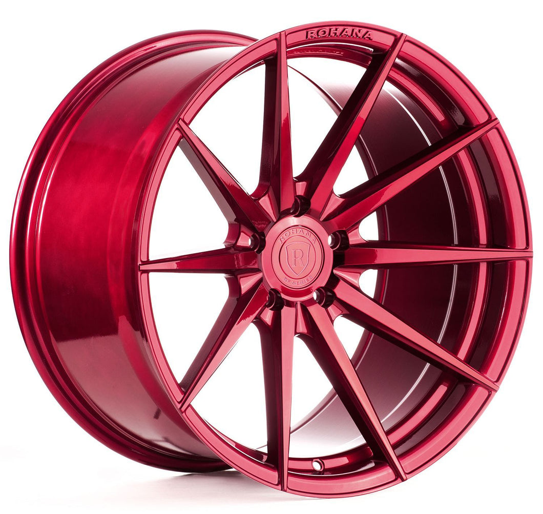 Square Full Set - 20x10 Rohana RFX1 Gloss Red (Cross Forged) 5x112 33mm (4)