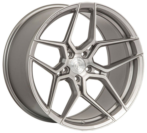 Square Full Set - 21x11.5 Rohana RFX11 Brushed Titanium (Cross Forged) 5x120 20mm (4)