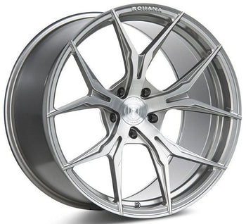 Square Full Set - 20x10 Rohana RFX5 Brushed Titanium (Cross Forged) 5x120 22mm (4)