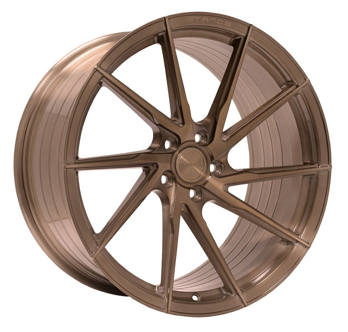 Staggered Set (2) 19x8.5 Stance SF01 Tinted Brush Bronze (Rotary Forged ...