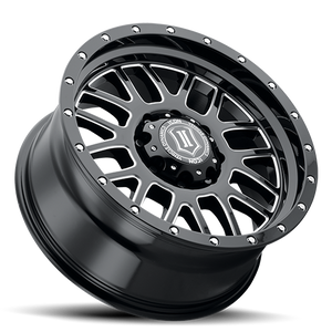 20x9 ICON Alloy Alpha Gloss Black w/ Milled Spokes