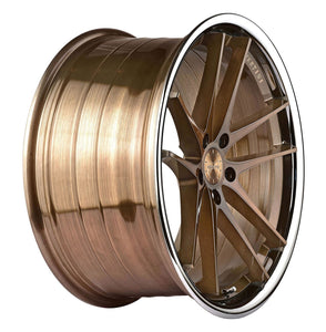 20x9 Vertini RF1.5 Brushed Bronze w/ Chrome Lip (Rotary Forged)