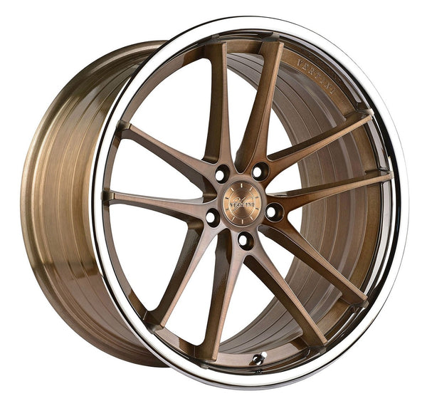 20x11 Vertini RF1.5 Brushed Bronze w/ Chrome Lip (Rotary Forged)