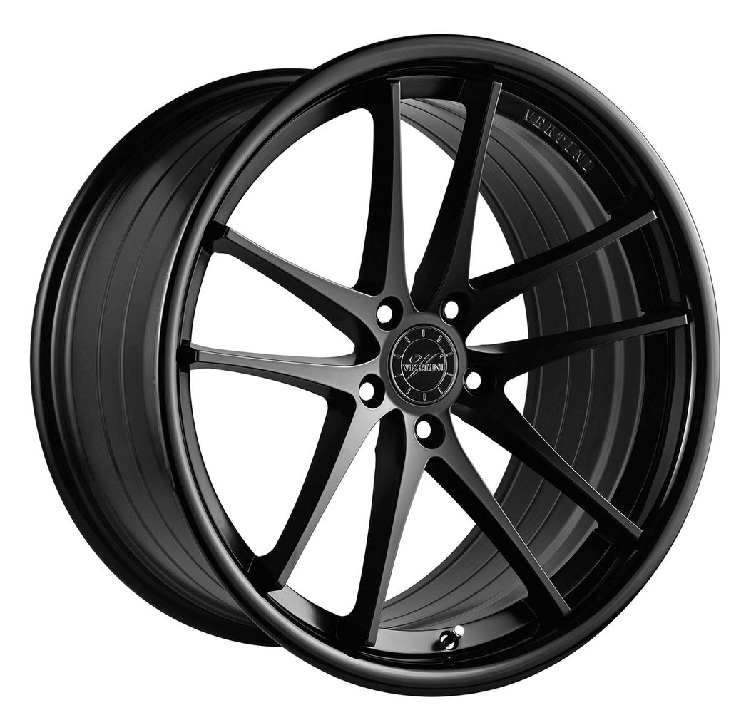 20x9 Vertini RF1.5 Matte Black Face w/ Gloss Black Lip (Rotary Forged)