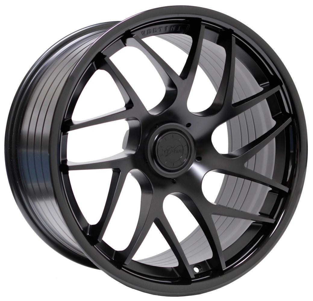 20x9 Vertini RF1.4 Matte Black Face w/ Gloss Black Lip (True Directional)