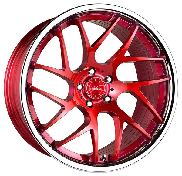 20x9 Vertini RF1.4 Brushed Red w/ Chrome Lip (True Directional)