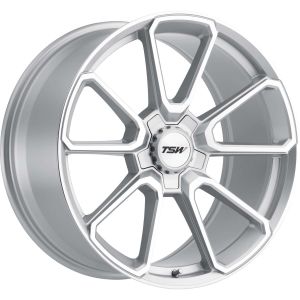 18x8.5 5x120 TSW Wheels Sonoma Silver With Mirror Cut Face (Silver Hex Nut) 40 offset 76.1 hub