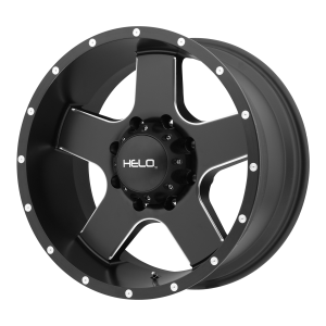 17x9  Helo Wheels HE886 Satin Black With Milled Spokes And Flange 18  offset  106.25  hub