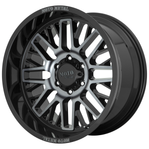20x10 5x150 Moto Metal Offroad Wheels MO802 Gloss Black Machined With Gray Tint -18  offset  110.1  hub