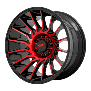 22x10 5x127 Moto Metal Offroad Wheels MO807 Gloss Black Machined With Red Tint -18  offset  71.5  hub