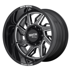 20x10 8x165.1 Moto Metal Offroad Wheels MO997 Hurricane Gloss Black Milled - Left Directional -18  offset  125.5  hub