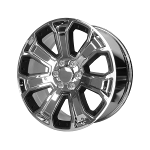 22x9 6x139.7 OE Creations Replica Wheels PR113 Chrome With Matte Black Accents 24 offset 78.1 hub