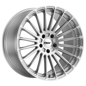 18x8.5 5x108 TSW Wheels Turbina Titanium Silver With Mirror Cut Face 42 offset 72.1 hub