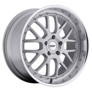 18x9.5 5x120 TSW Wheels Valencia Silver With Mirror Cut Lip 20 offset 76.1 hub
