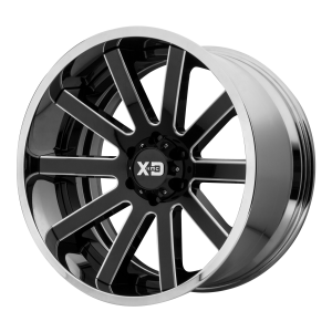 22x10 5x139.7 XD Series Offroad Wheels XD200 Heist Gloss Black Milled Center Chrome Lip -18 offset 78 hub