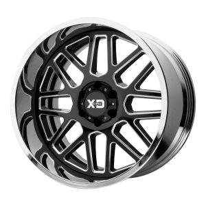 20x10 8x165.1 XD Series Offroad Wheels XD201 Grenade Gloss Black Milled Center Chrome Lip -18 offset 125.5 hub