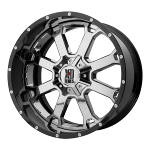 22x10 5x139.7 XD Series Offroad Wheels XD202 Buck 25 Chrome Center Gloss Black Milled Lip -18 offset 78 hub