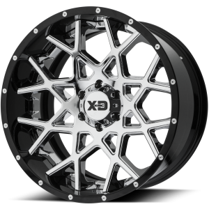 22x12 5x127 XD Series Offroad Wheels XD203 Chopstix Chrome Center Gloss Black Milled Lip -44 offset 72.6 hub