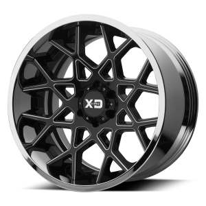 22x10 6x135 XD Series Offroad Wheels XD203 Chopstix Gloss Black Milled Center Chrome Lip -18 offset 87.1 hub