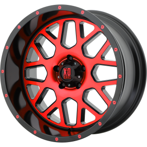 20x10 5x127 XD Series Offroad Wheels XD820 Grenade Satin Black Machined Face With Red Tinted Clear Coat -24 offset 78.3 hub