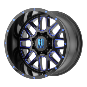 20x9 6x135 XD Series Offroad Wheels XD820 Grenade Satin  Black Milled With Blue Clear Coat 18 offset 87.1 hub